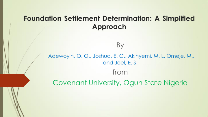 foundation settlement determination a simplified