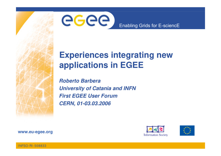 experiences integrating new applications in egee