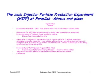 The main Injector Particle Production Experiment  (MIPP) at Fermilab Status and plans  Rajendran