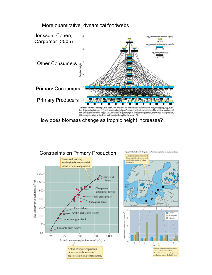 more quantitative dynamical foodwebs jonsson cohen