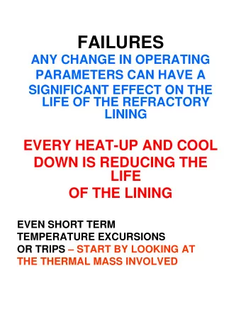 FAILURES  ANY CHANGE IN OPERATING  PARAMETERS CAN HAVE A  S G  SIGNIFICANT EFFECT ON THE  C  C  O