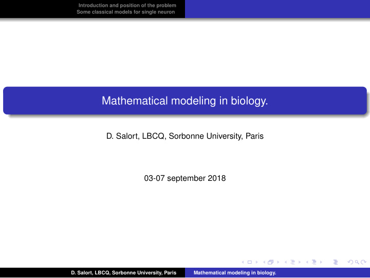 mathematical modeling in biology