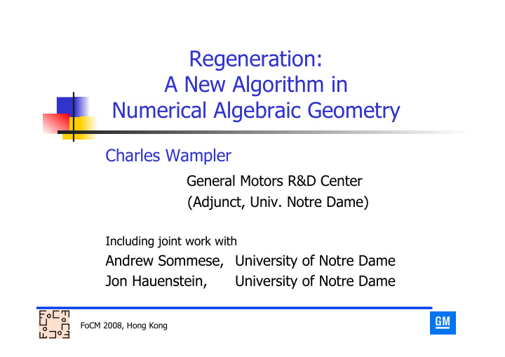 regeneration a new algorithm in numerical algebraic