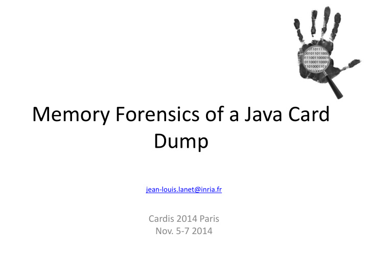 memory forensics of a java card