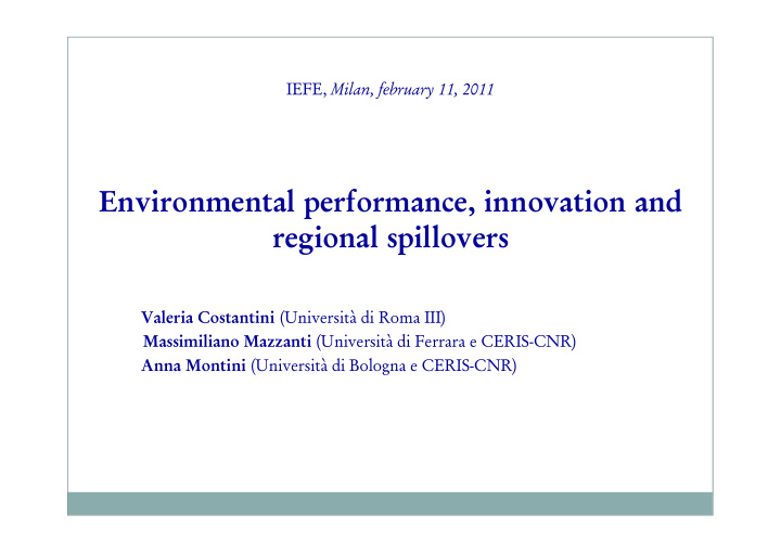 environmental performance innovation and regional