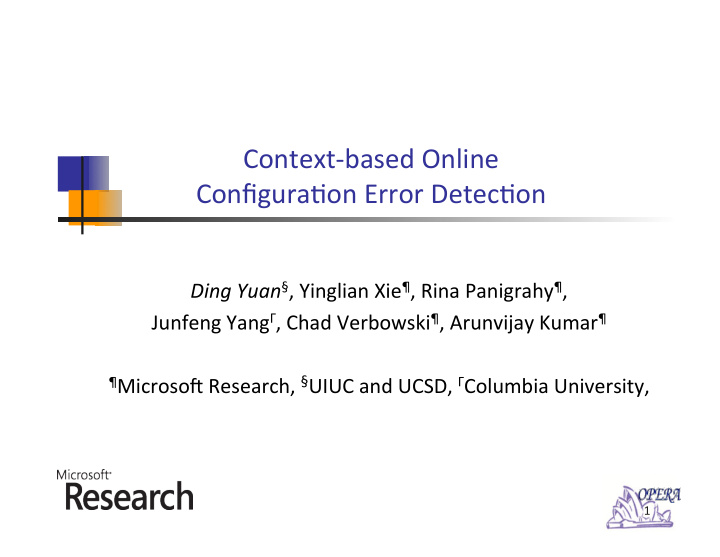 context based online configura4on error detec4on