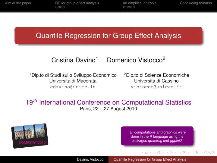 quantile regression for group effect analysis
