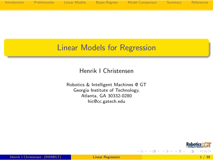 linear models for regression