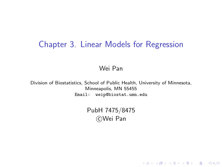 chapter 3 linear models for regression