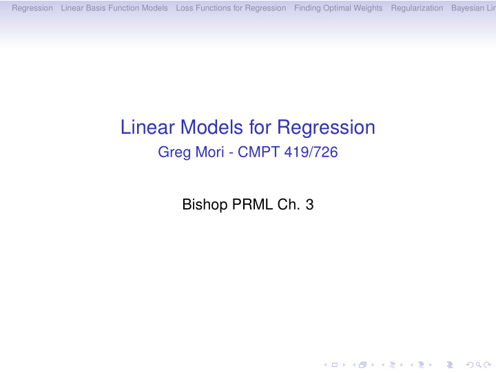 linear models for regression