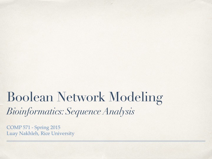 boolean network modeling