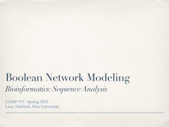 Boolean Network Modeling  Bioinformatics: Sequence Analysis  COMP 571 - Spring 2015  Luay Nakhleh,