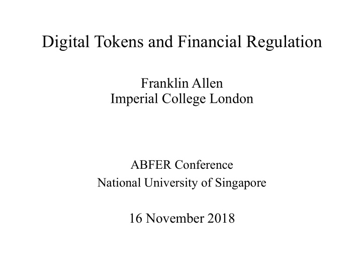 digital tokens and financial regulation