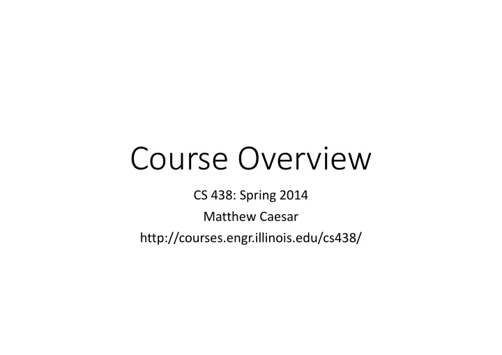 course overview