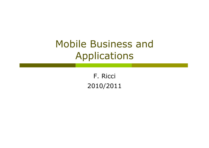 mobile business and applications