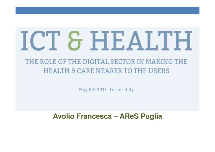 avolio francesca ares puglia politiche strategie e