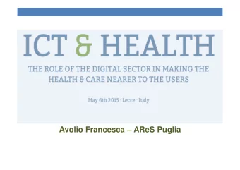 Avolio Francesca  AReS Puglia  Politiche, Strategie e priorit di livello  Comunitario in tema