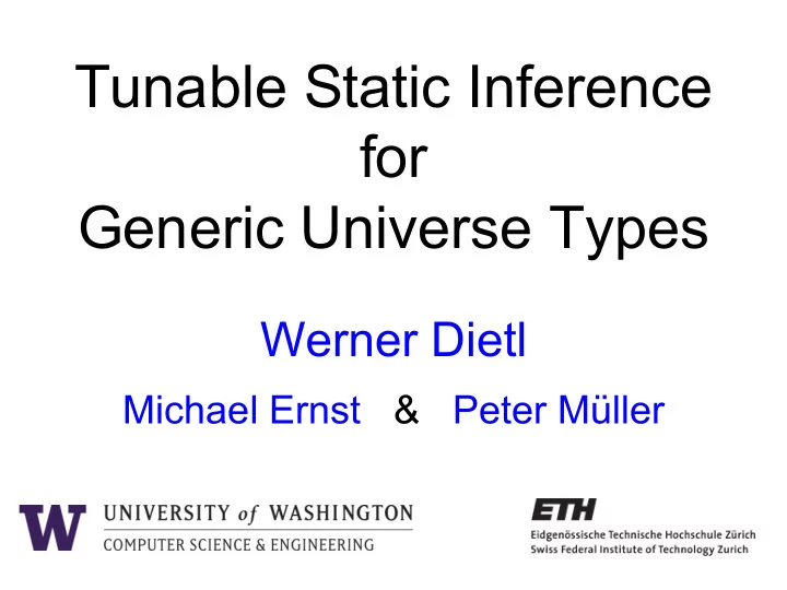 tunable static inference for generic universe types
