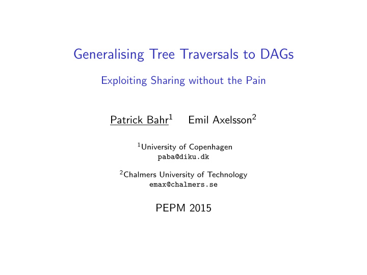 generalising tree traversals to dags