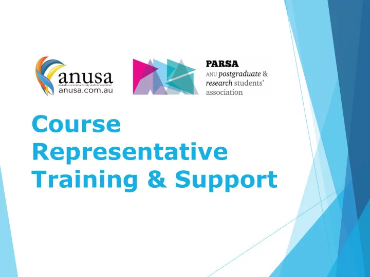 course representative training support welcome and