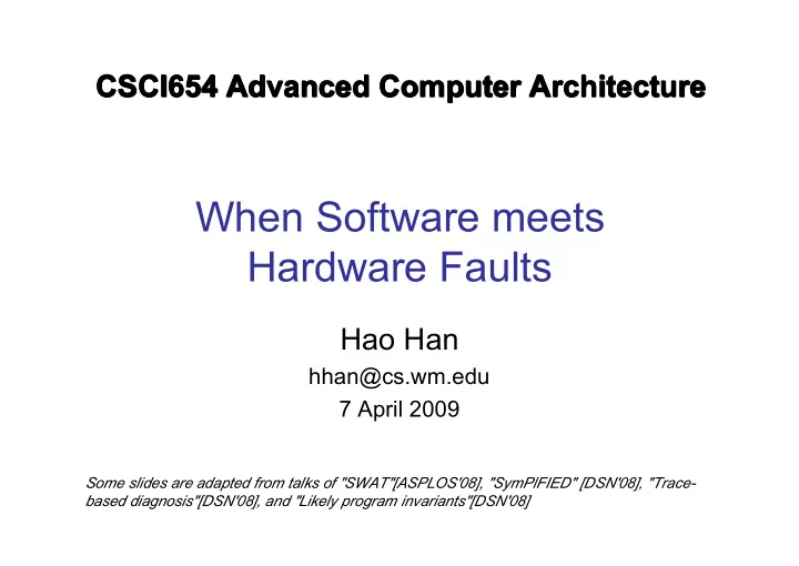 when software meets hardware faults
