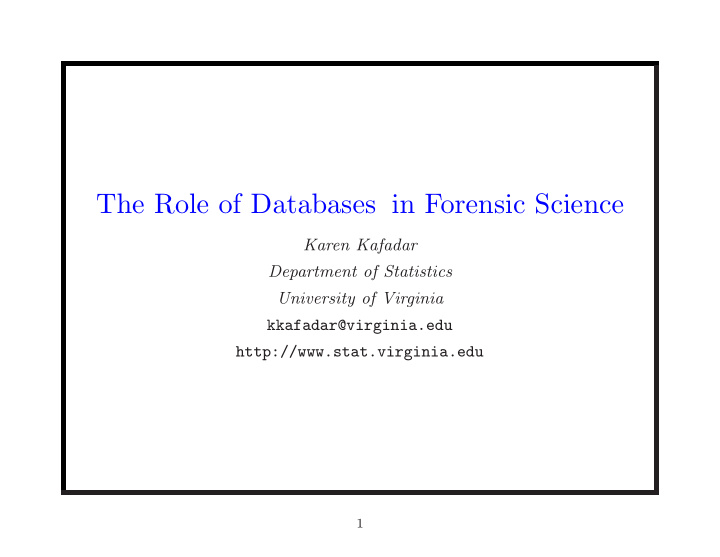 the role of databases in forensic science