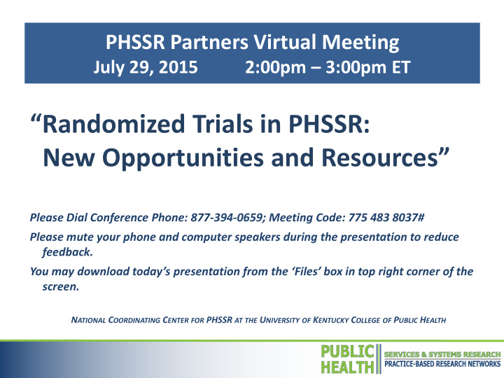 randomized trials in phssr