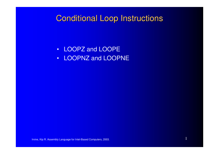 conditional loop instructions conditional loop
