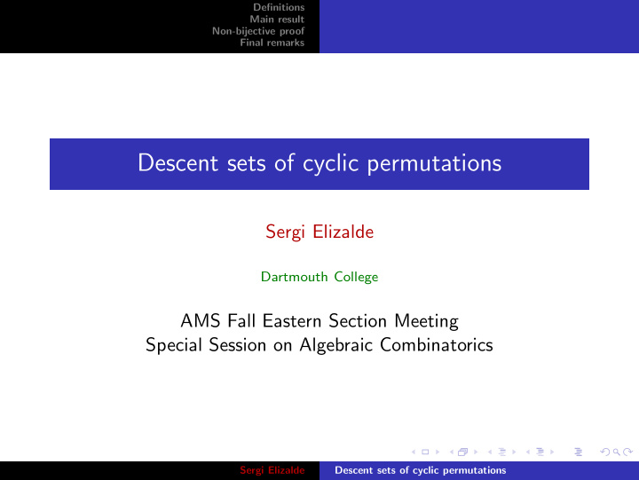 descent sets of cyclic permutations