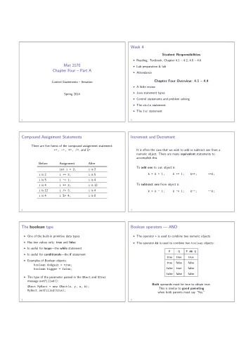 Week 4  Student Responsibilities  Reading: Textbook, Chapter 4.1  4.2, 4.5  4.6  Mat 2170