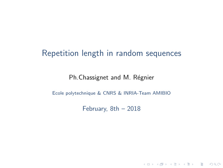 repetition length in random sequences