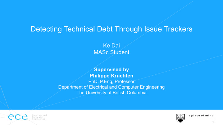 detecting technical debt through issue trackers