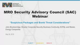 MRO Security Advisory Council (SAC)  Webinar  Suspicious Packages and Bomb Threat