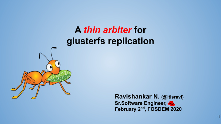 a thin arbiter for glusterfs replication