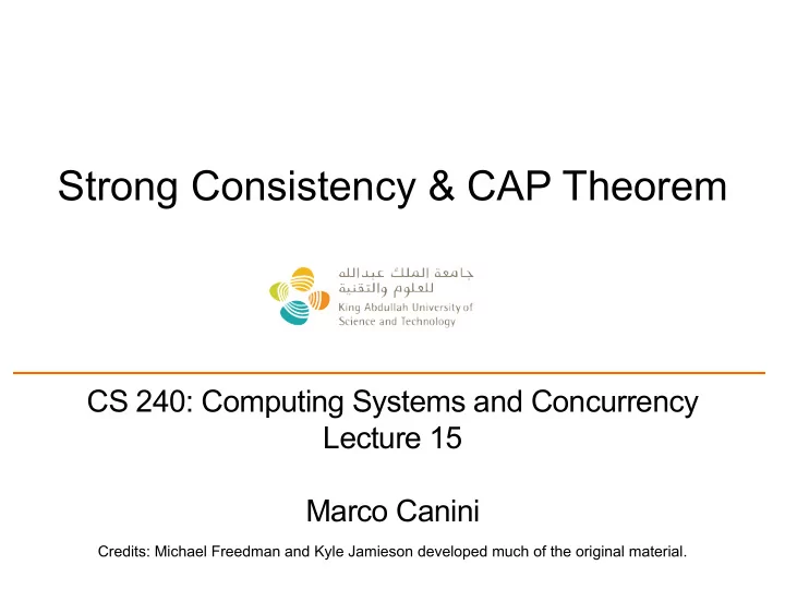 strong consistency cap theorem