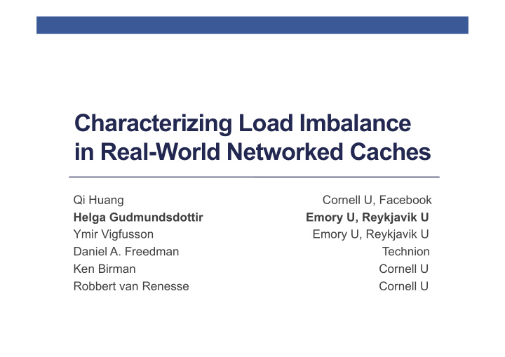 characterizing load imbalance in real world networked