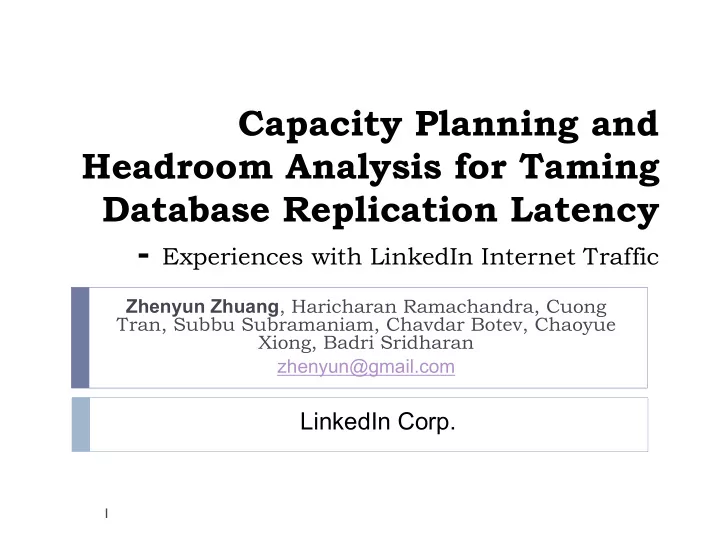 capacity planning and headroom analysis for taming