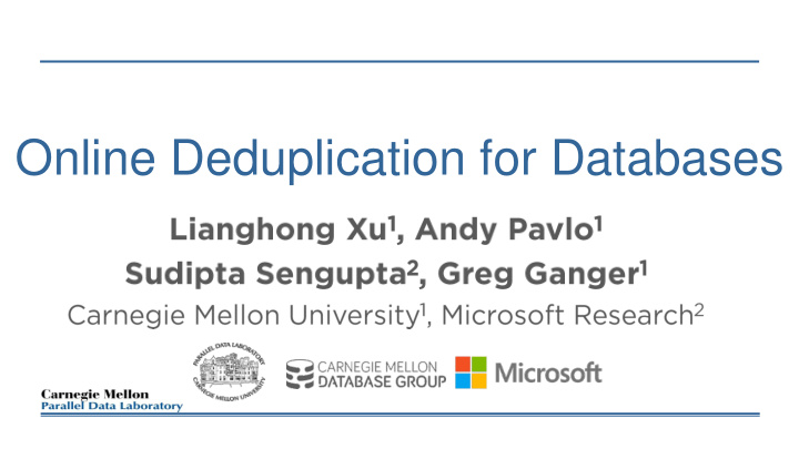 online deduplication for databases 2 3 3