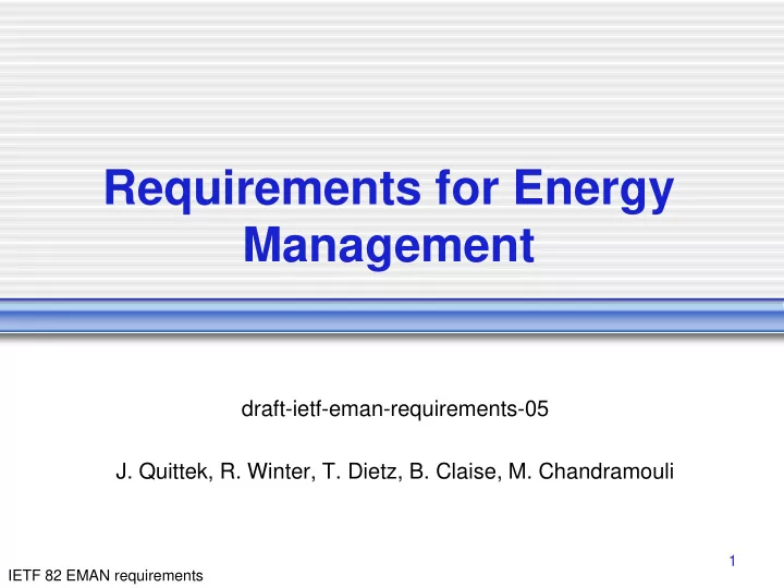 requirements for energy