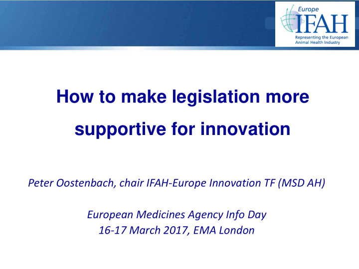 how to make legislation more supportive for innovation