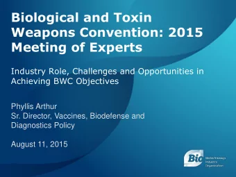 Weapons Convention: 2015  Meeting of Experts  Industry Role, Challenges and Opportunities in