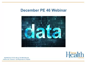 December PE 46 Webinar  REPRODUCTIVE HEALTH PROGRAM  Adolescent, Genetics, and Reproductive Health