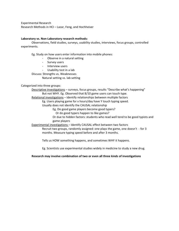 experimental research research methods in hci lazar feng