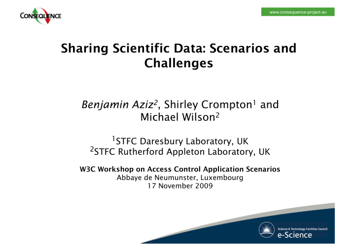 sharing scientific data scenarios and challenges