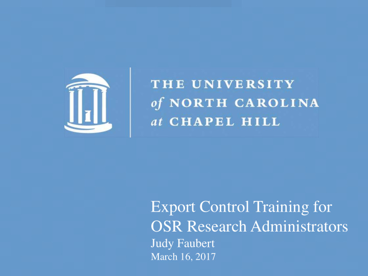 export control training for osr research administrators