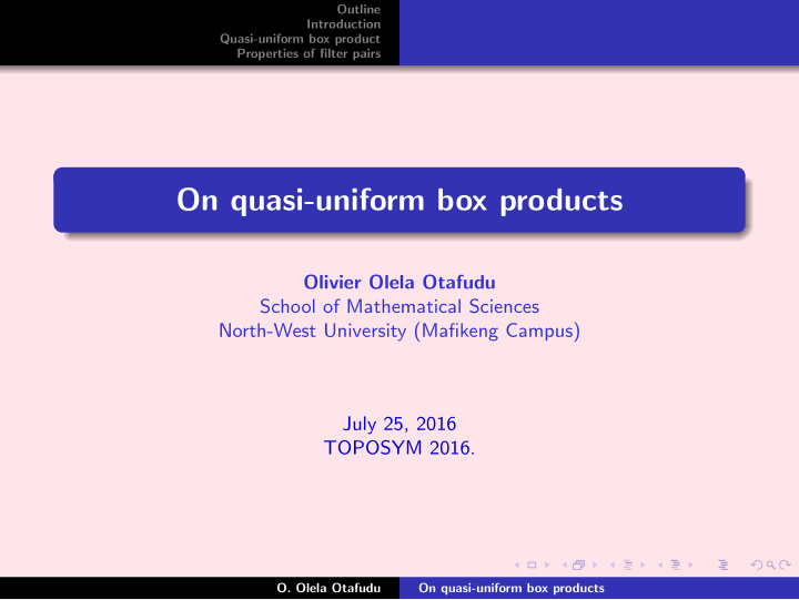 on quasi uniform box products