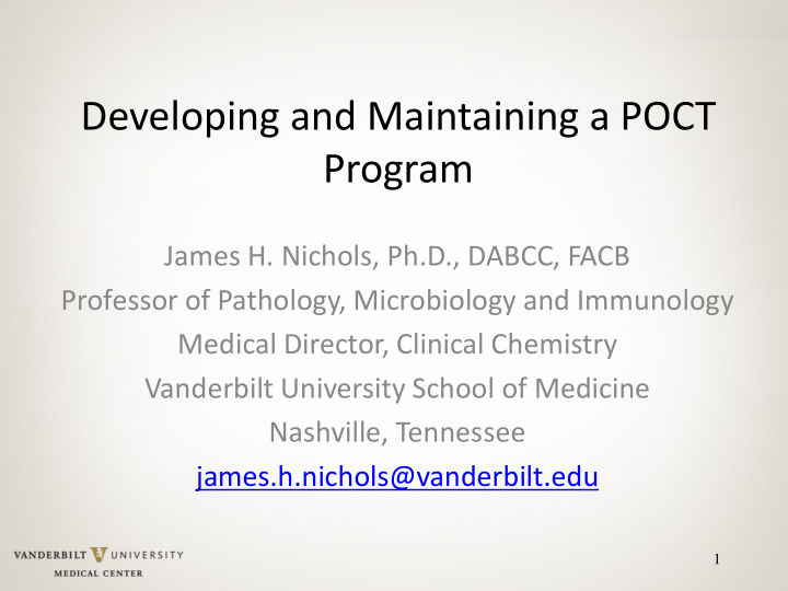 developing and maintaining a poct program