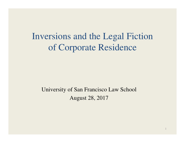 inversions and the legal fiction of corporate residence