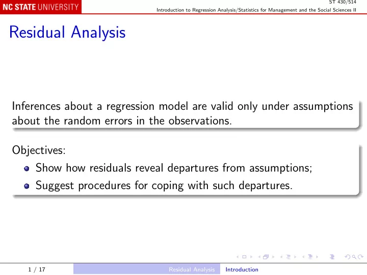 residual analysis