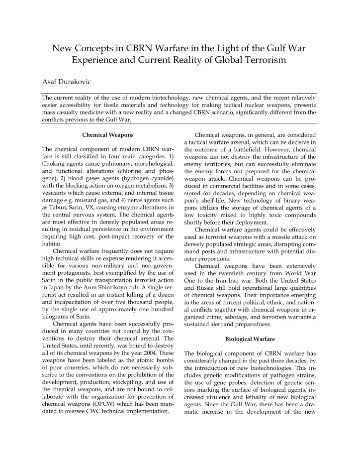 new concepts in cbrn warfare in the light of the gulf war